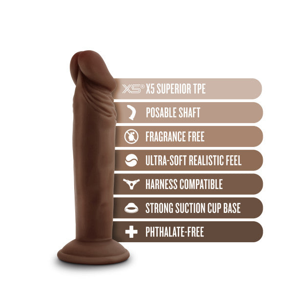 DR SKIN PLUS 6IN POSEABLE DILDO CHOCOLATE