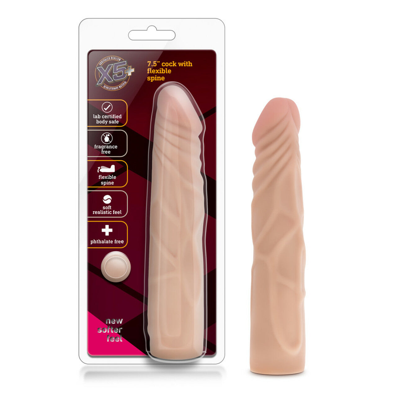 X5 7IN DILDO W/FLEXIBLE SPINE