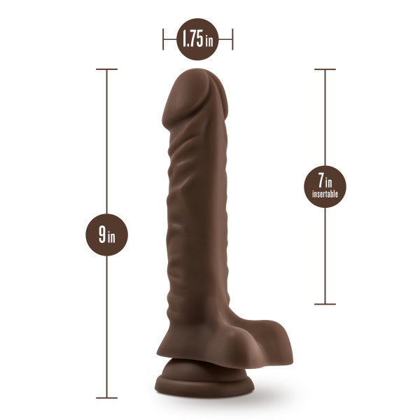 DR SKIN PLUS 9IN POSABLE DILDO W/ BALLS CHOCOLATE