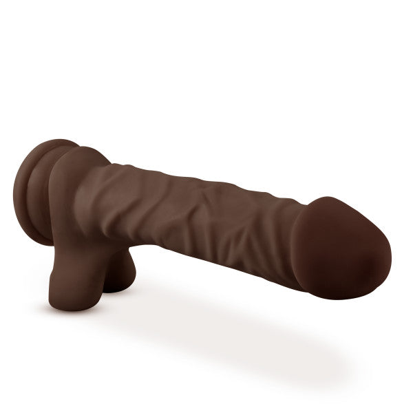 DR SKIN PLUS 9IN POSABLE DILDO W/ BALLS CHOCOLATE