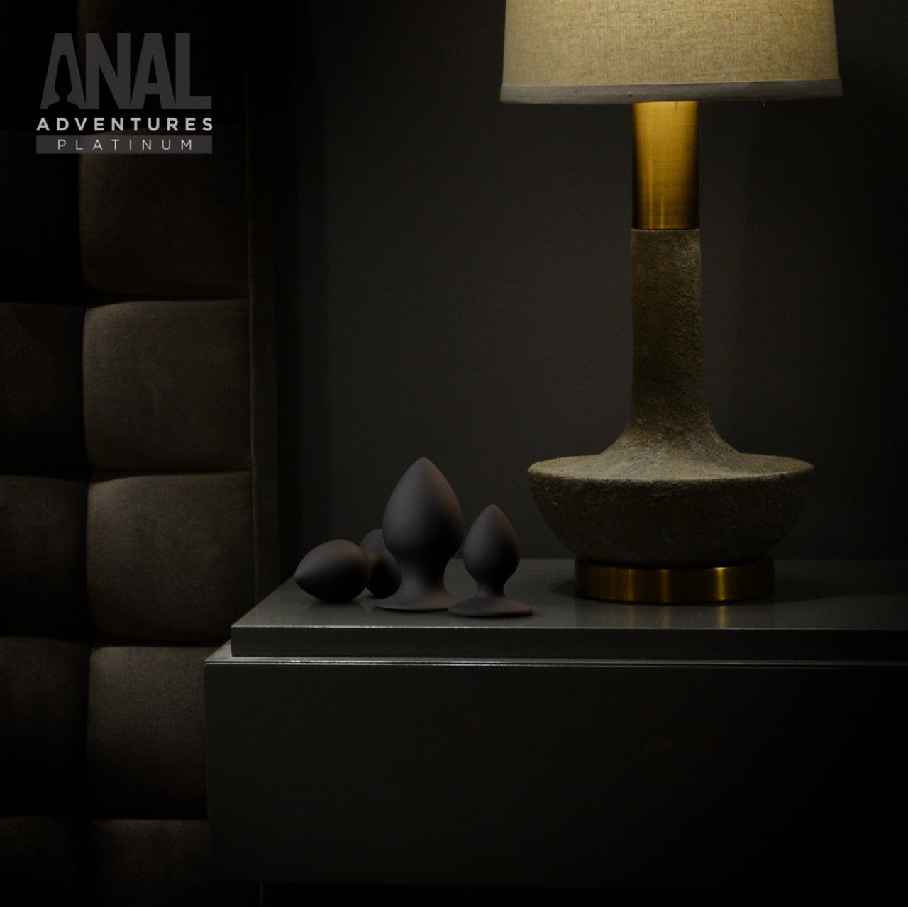 ANAL ADVENTURES PLATINUM SILICONE ANAL STOUT PLUG KIT BLACK