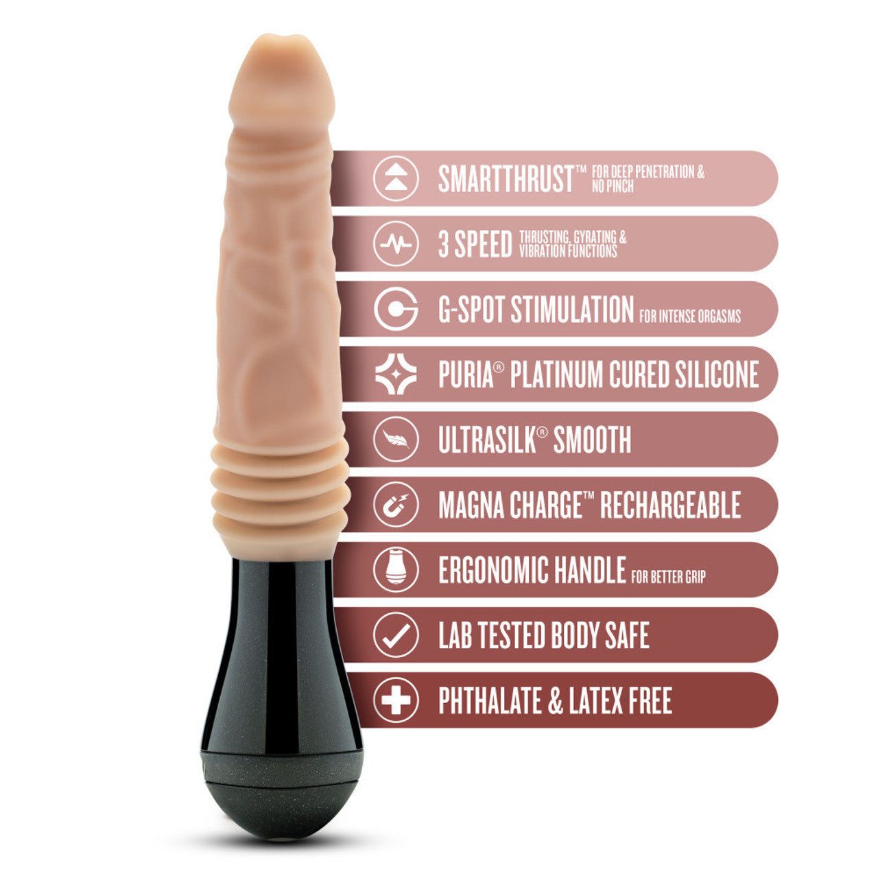 DR. SKIN DR. KNIGHT THRUSTING GYRATING VIBRATING DILDO BEIGE