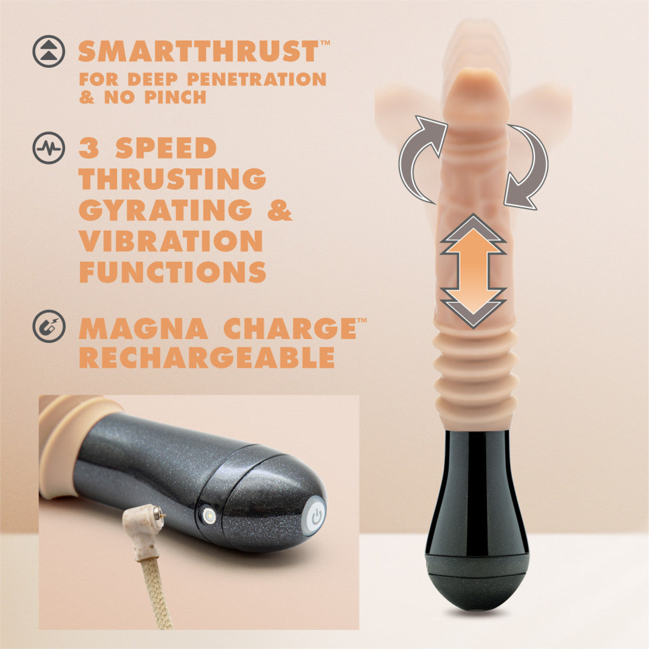DR. SKIN DR. KNIGHT THRUSTING GYRATING VIBRATING DILDO BEIGE