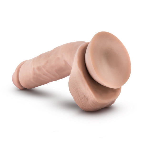 DR SKIN GLIDE 8.5IN SELF LUBRICATING DILDO W BALLS VANILLA