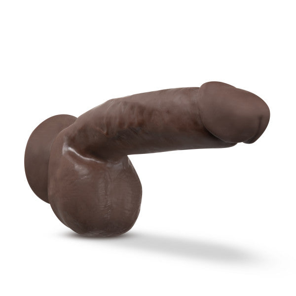 DR SKIN PLUS 8IN THICK DILDO W/ SQUEEZABLE BALLS CHOCOLATE