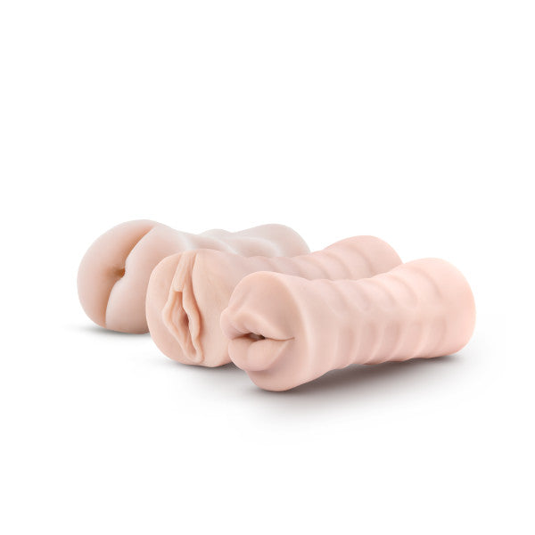 M FOR MEN 3 PK VIBRATING SELF LUBRICATING STROKER SLEEVE KIT VANILLA