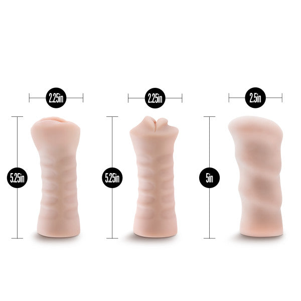 M FOR MEN 3 PK VIBRATING SELF LUBRICATING STROKER SLEEVE KIT VANILLA