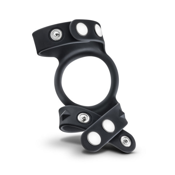 PERFORMANCE VS8 SILICONE DOUBLE COCK & BALL STRAP BLACK