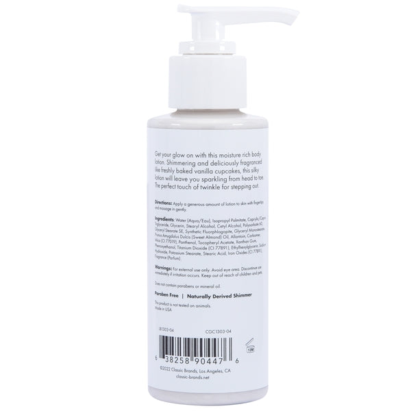 GLOW VANILLA CUPCAKE SHIMMER LOTION SILVER 4 FL OZ