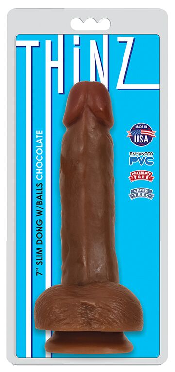 THINZ SLIM DONG 7IN W/BALLS CHOCOLATE