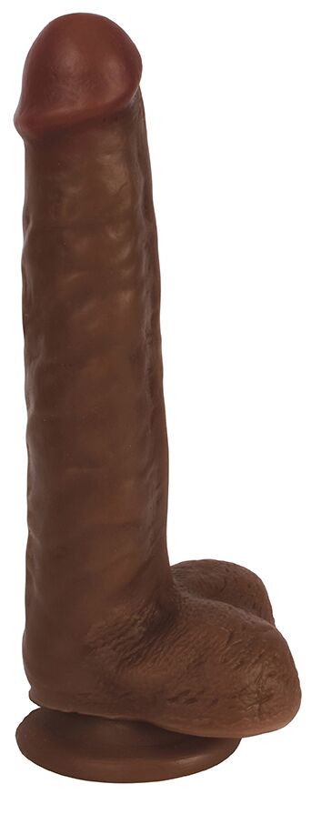 THINZ SLIM DONG 8IN W/ BALLS CHOCOLATE