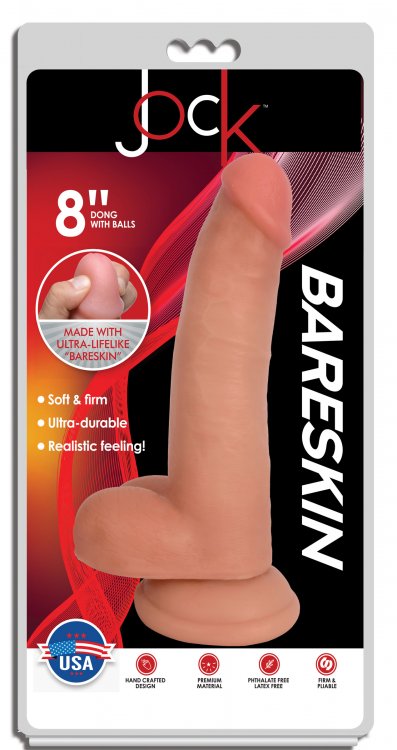 JOCK BARESKIN 8IN VANILLA DILDO W/ BALLS