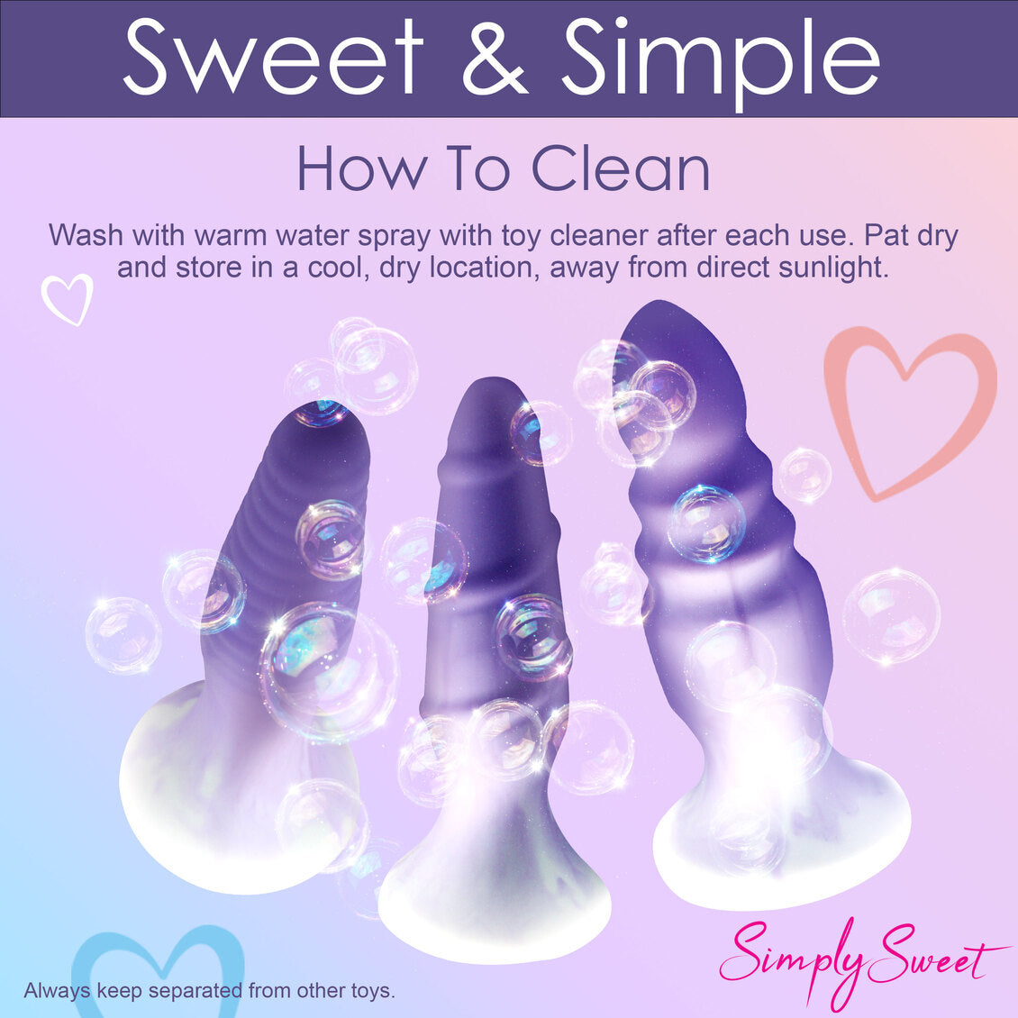 SIMPLY SWEET SILICONE BUTT PLUG SET PURPLE
