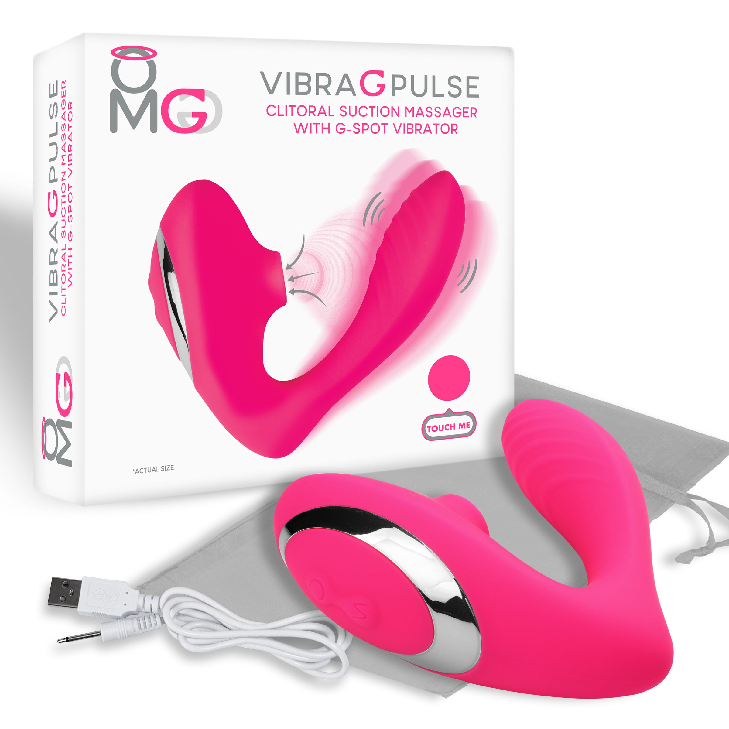 OMG Vibra G Pulse Clitoral Suction Massager with G-Spot Vibrator – Pink