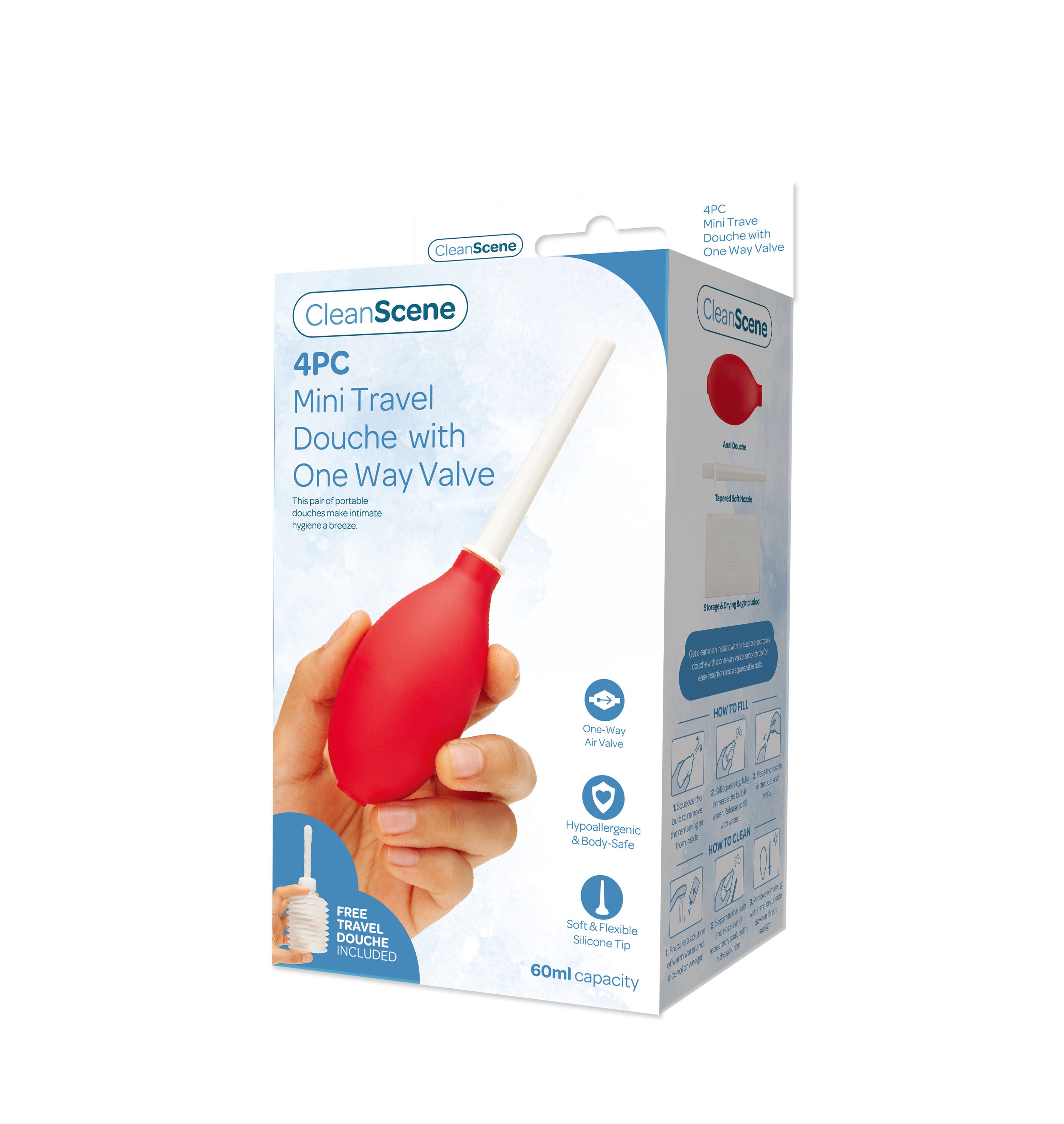 CLEANSCENE MINI TRAVEL DOUCHE W/ ONE WAY VALVE