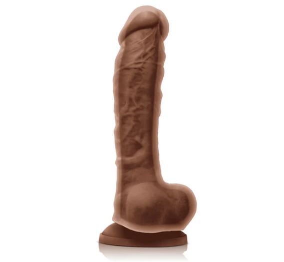 COLOURS DUAL DENSITY 8IN DILDO BROWN