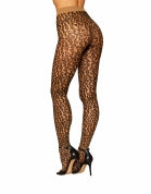 SHEER LEOPARD PANTYHOSE O/S