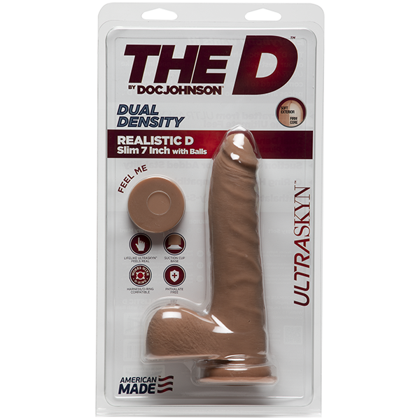 The D Realistic D 7" Slim With Balls Ultraskyn – Caramel