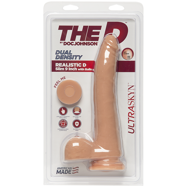 The D Realistic D 9" Slim With Balls Ultraskyn – Vanilla
