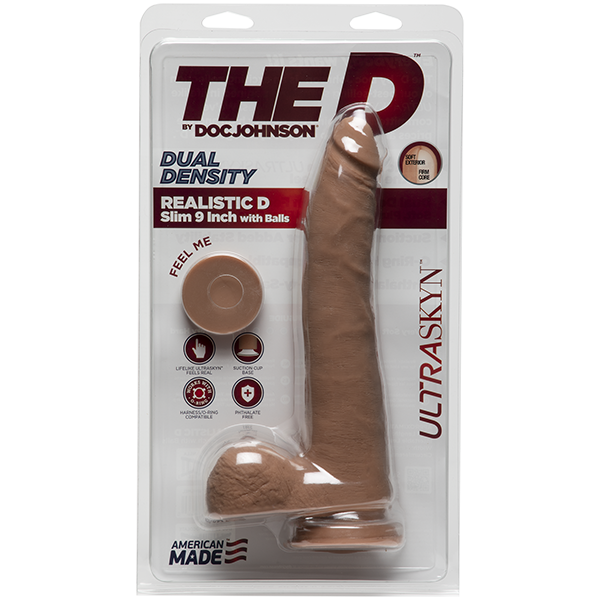 The D Realistic D 9" Slim With Balls Ultraskyn – Caramel