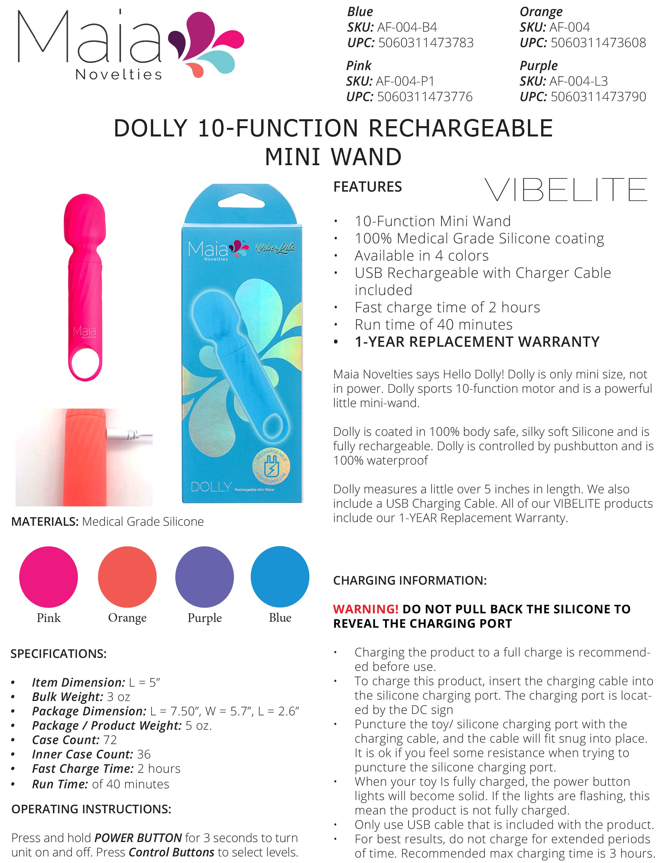 DOLLY PURPLE SILICONE MINI WAND RECHARGEABLE