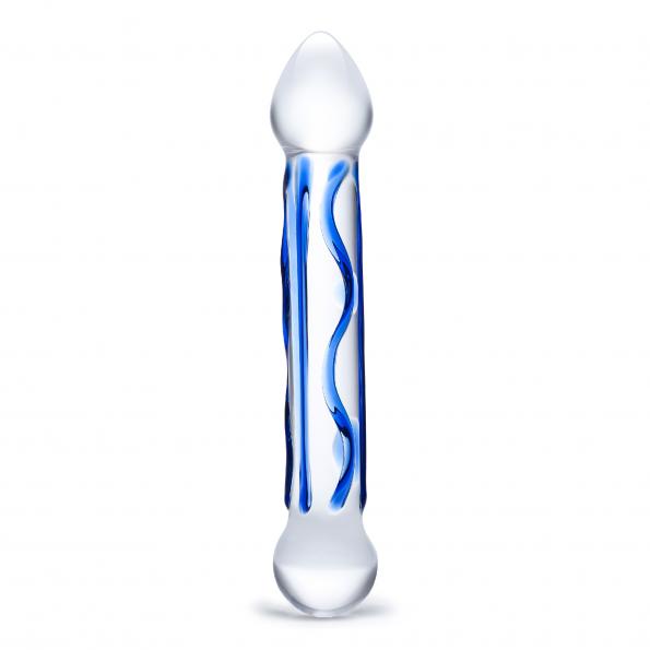 GLAS 6.5 FULL TIP TEXTURED GLASS DILDO "