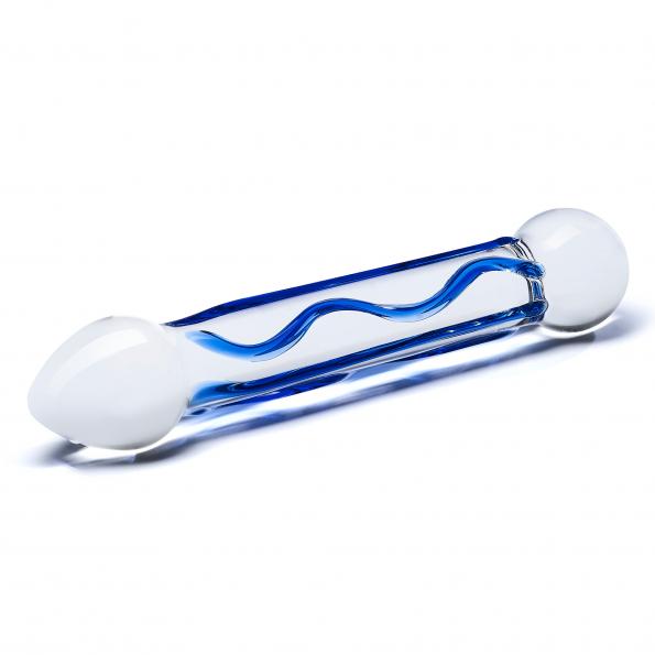 GLAS 6.5 FULL TIP TEXTURED GLASS DILDO "