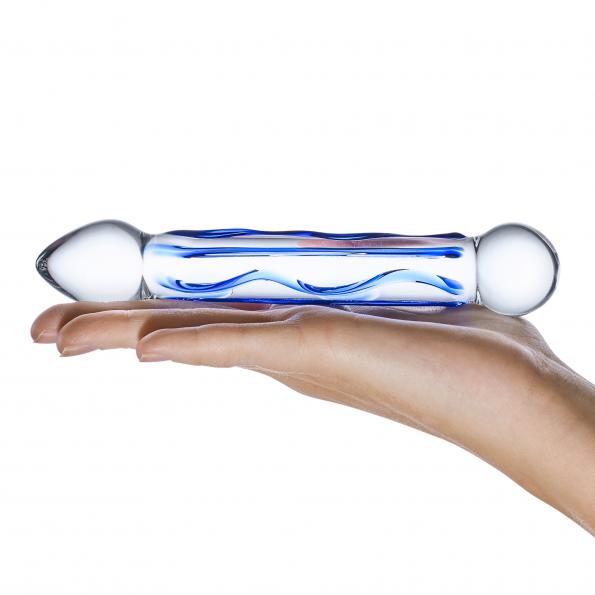 GLAS 6.5 FULL TIP TEXTURED GLASS DILDO "