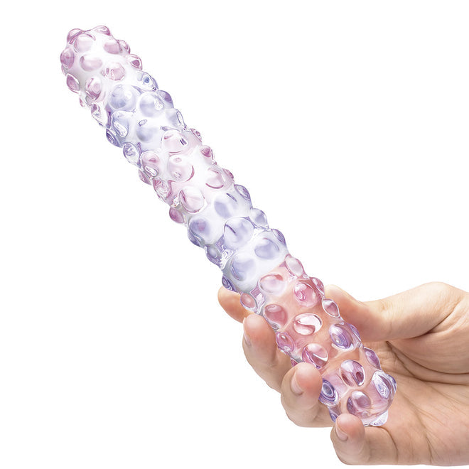 GLAS 9 PURPLE ROSE NUBBY DILDO "
