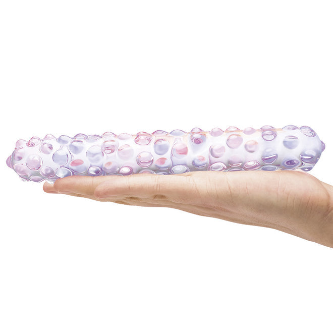 GLAS 9 PURPLE ROSE NUBBY DILDO "