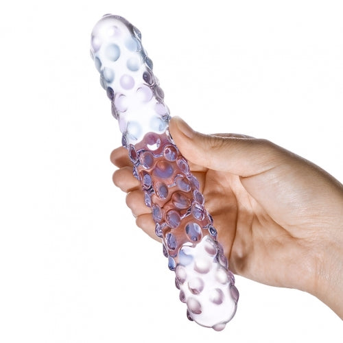 GLAS PURPLE ROSE NUBBY DILDO