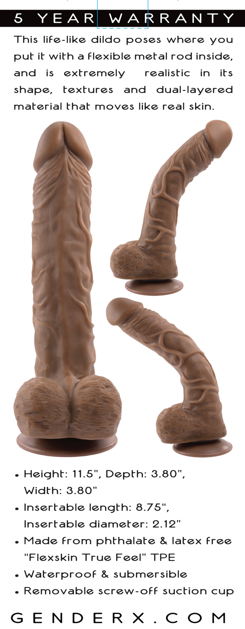 10 IN POSEABLE FLEXSKIN TRUE FEEL DARK