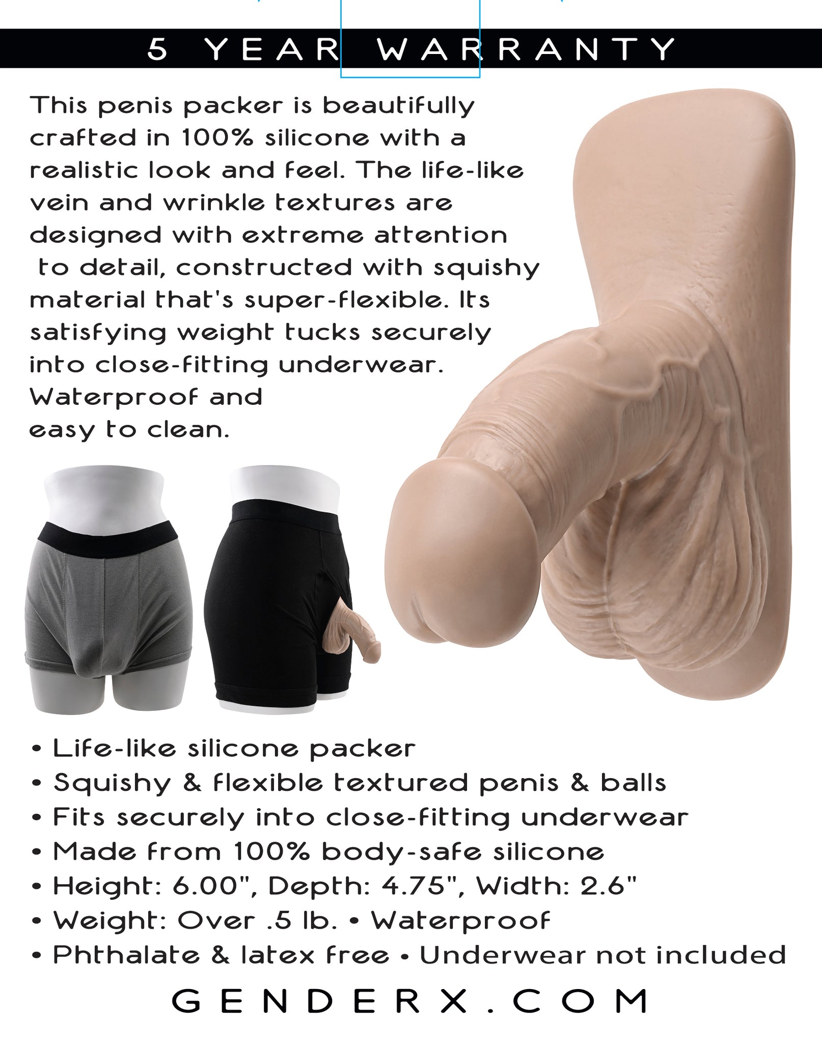 GENDER X 4IN SILICONE PACKER LIGHT