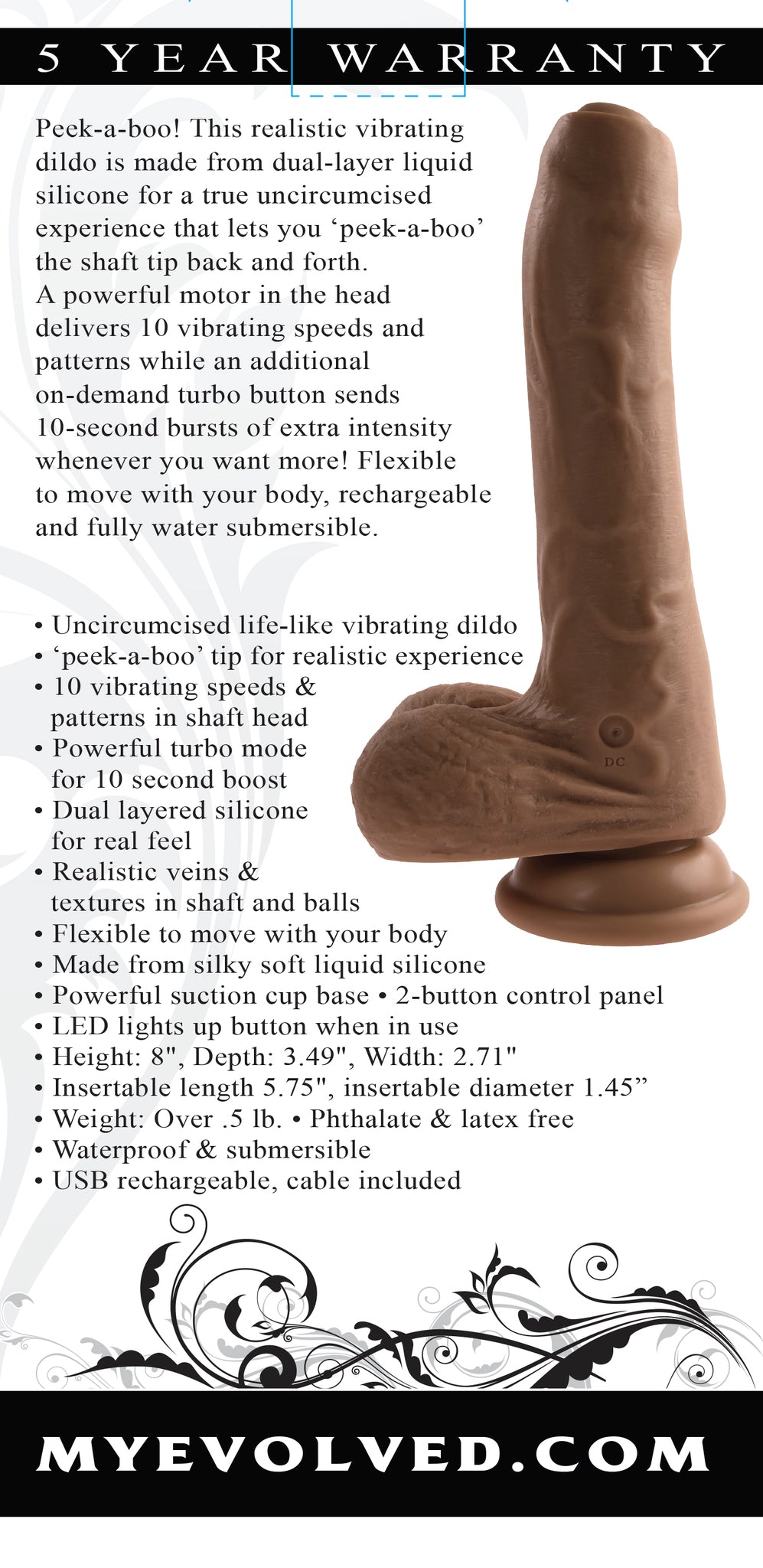 EVOLVED PEEK A BOO VIBRATING DILDO DARK