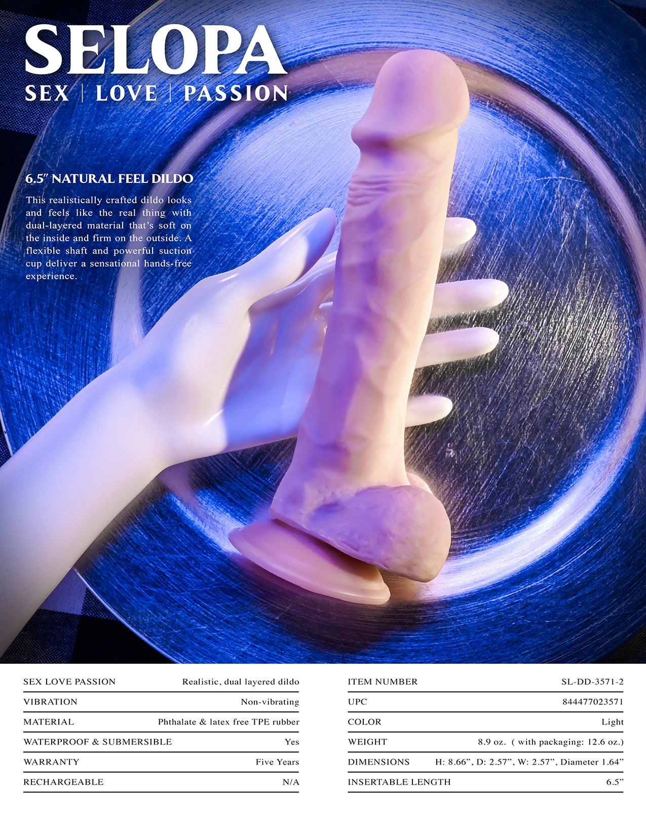 EVOLVED 6.5 IN NATURAL FEEL DILDO LIGHT