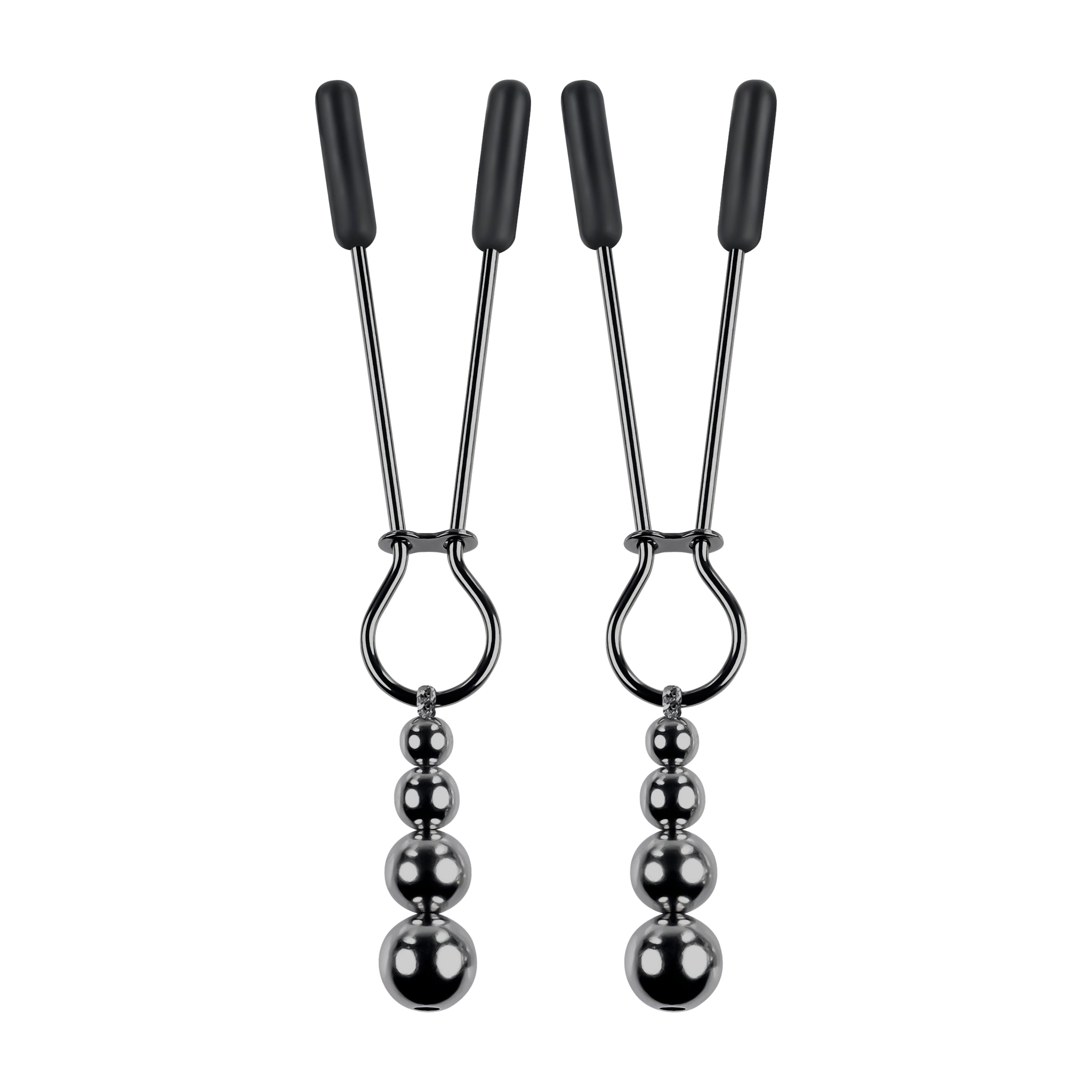 SELOPA BEADED NIPPLE CLAMPS BLACK CHROME