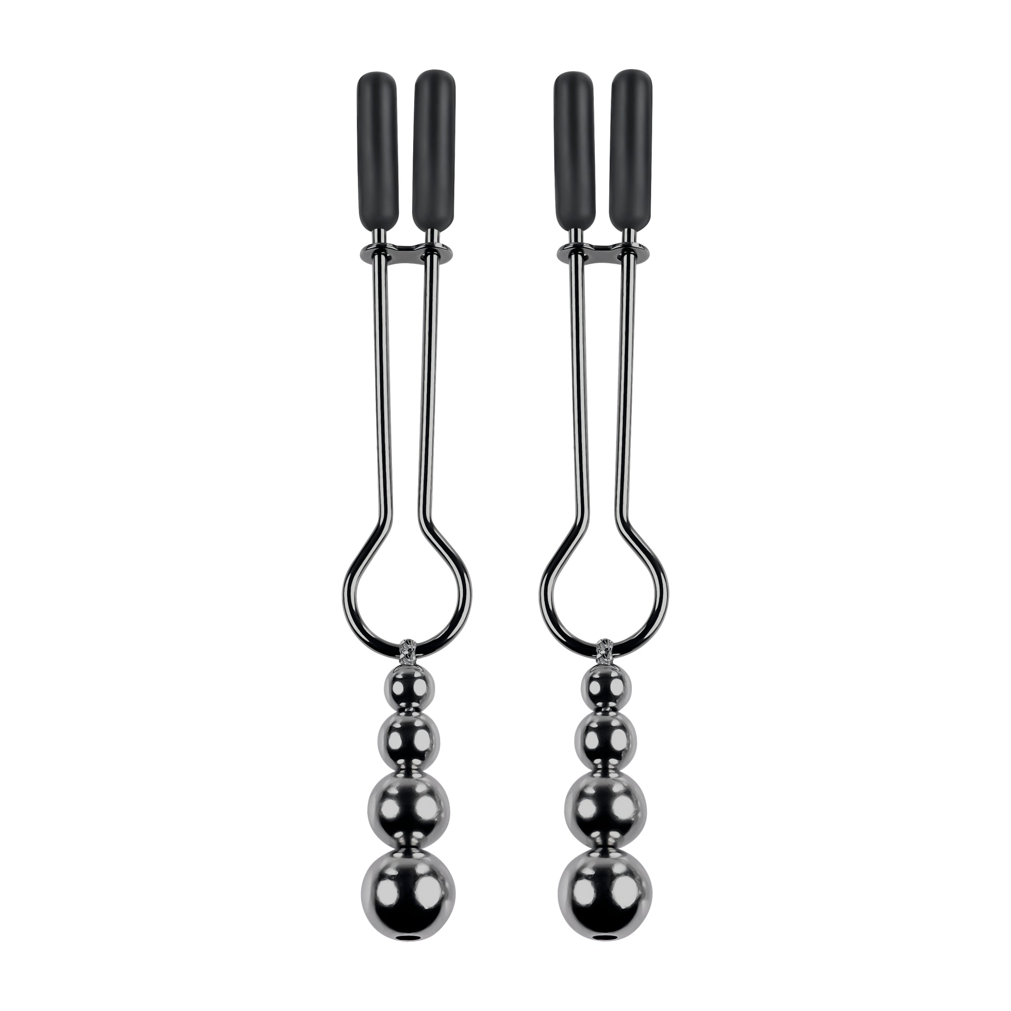 SELOPA BEADED NIPPLE CLAMPS BLACK CHROME