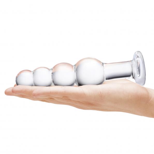 GLAS 7.25 GLASS BEADED BUTT PLUG "