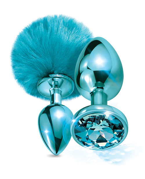 NIXIE METAL BUTT PLUG SET POM POM & JEWEL BLUE METALLIC