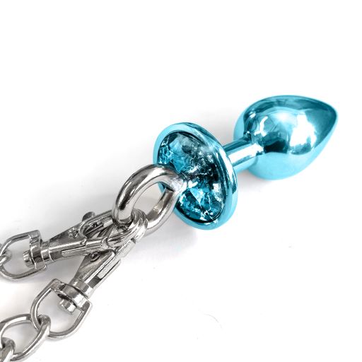 NIXIE METAL PLUG & FURRY CUFF SET BLUE METALLIC