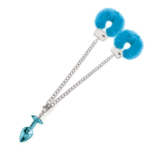 NIXIE METAL PLUG & FURRY CUFF SET BLUE METALLIC