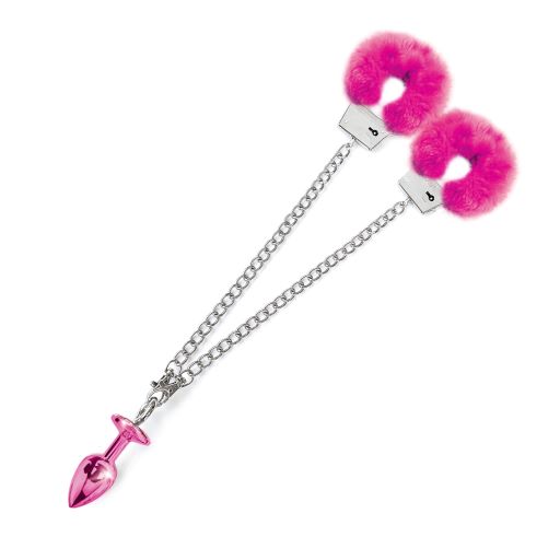 NIXIE METAL PLUG & FURRY CUFF SET PINK METALLIC