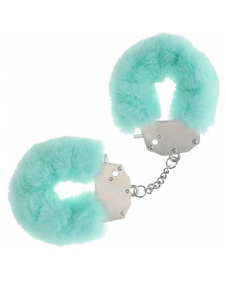 OUCH! HEAVY DUTY FLUFFY HANDCUFFS - POWDER GREEN
