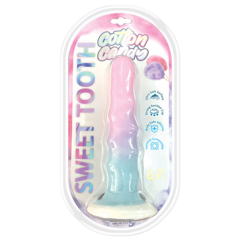 COTTON CANDY POWDER PUFF 6.5IN SILICONE DILDO