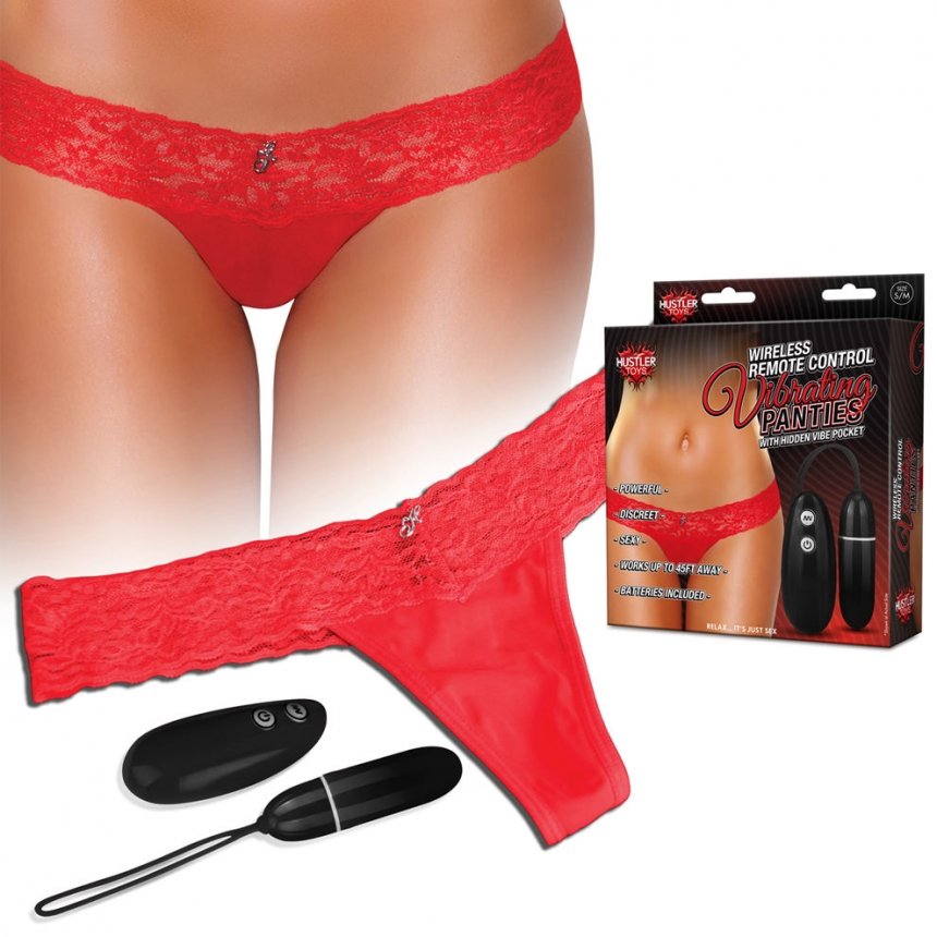 HUSTLER RED WIRELESS REMOTE CONTROL VIBRATING PANTIES M/L