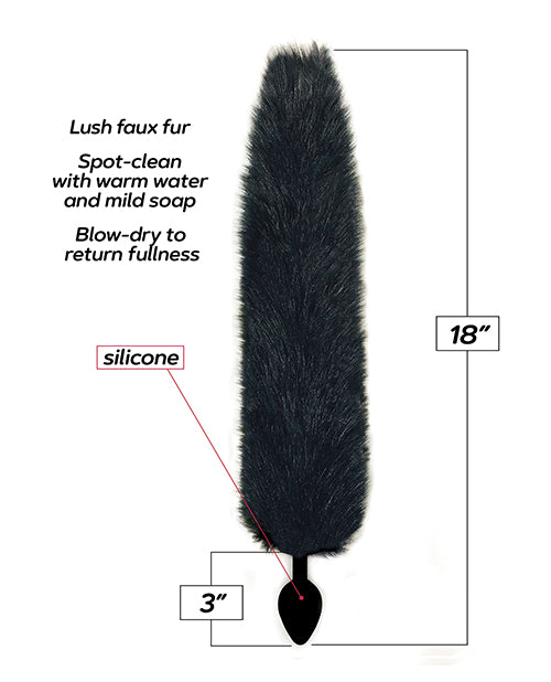 FOXY TAIL SILICONE BUTT PLUG BLACK
