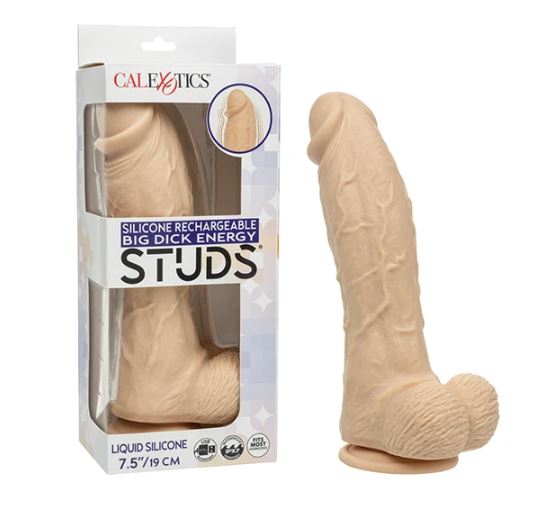 STUDS RECHARGEABLE VIBRATING 9.5 SUCTION CUP DILDO ENERGY IVORY"