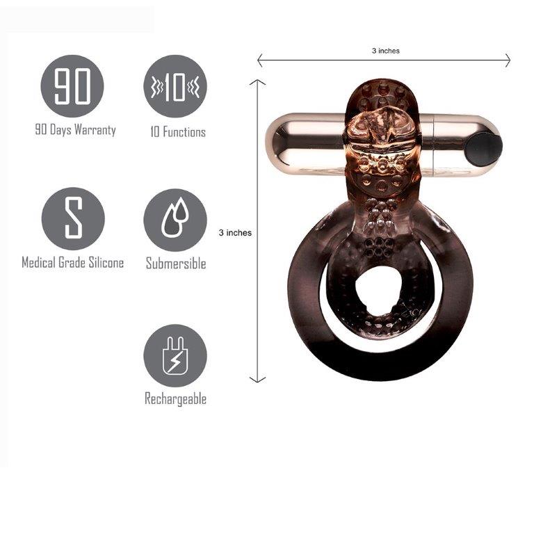 JAYDEN ROSE GOLD RECHARGEABLE VIBRATING ERECTION RING