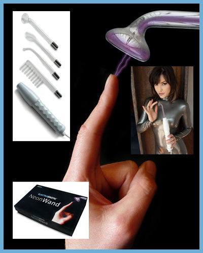 NEON WAND ELECTROSEX KIT WHITE HANDLE PURPLE ELECTRODE US PLUG