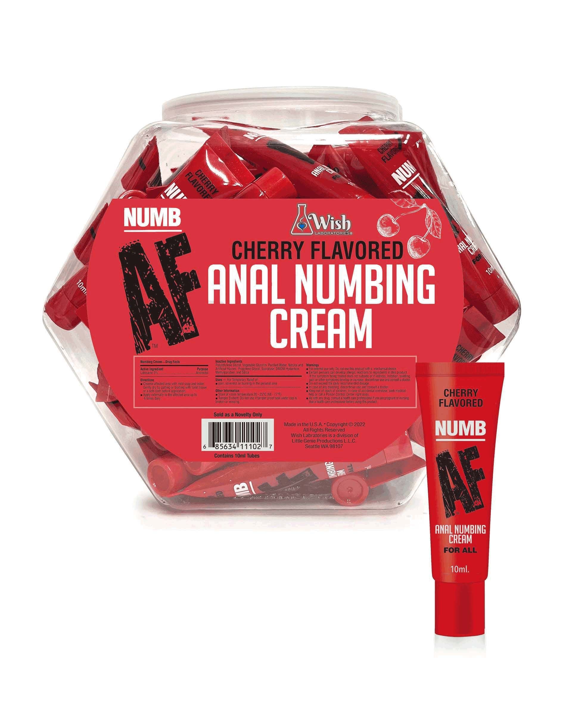 Numb AF Fishbowl – 65-Pack Anal Desensitizer, Cherry, 10 ml